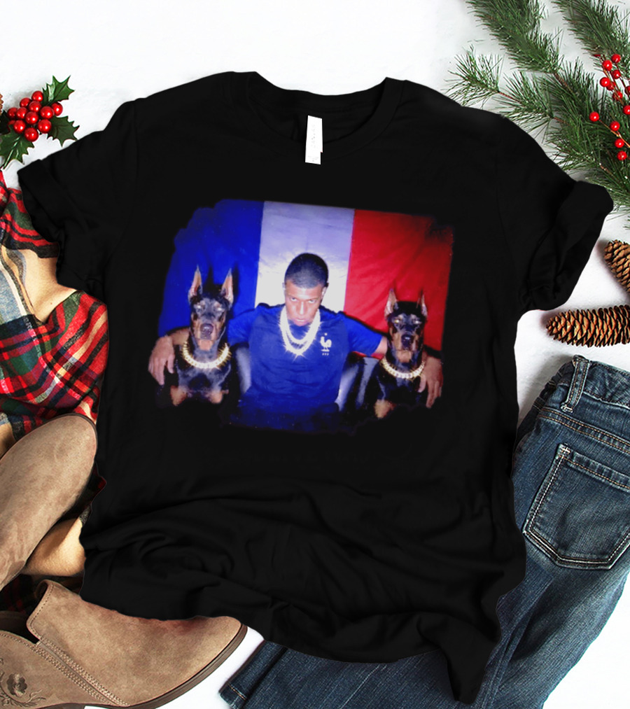 Kylian Mbappe France National Football Team With Dogs French Flag T-Shirt