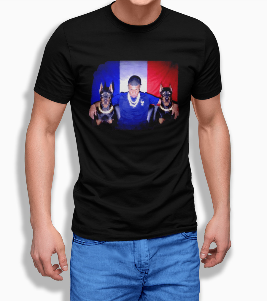 Kylian Mbappe France National Football Team With Dogs French Flag T-Shirt