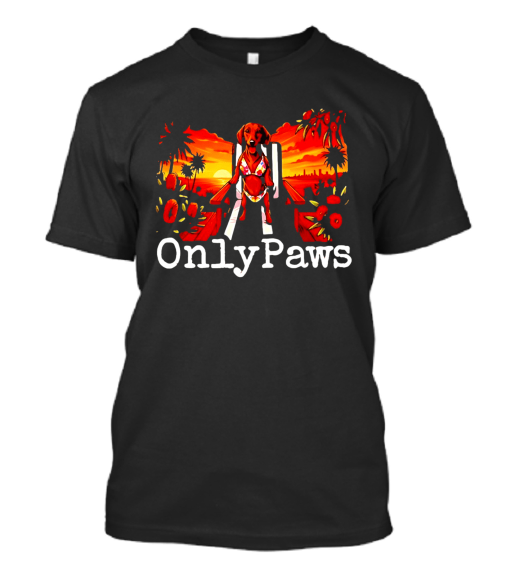 Kylie OnlyPaws Tropical Vibes Sunset Dog T-Shirt
