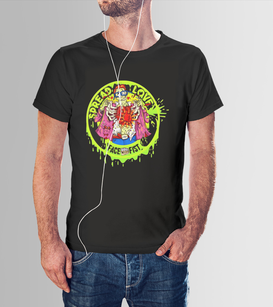Spread Love Face Fist FMF Slime Variant Zombie Heart T-Shirt