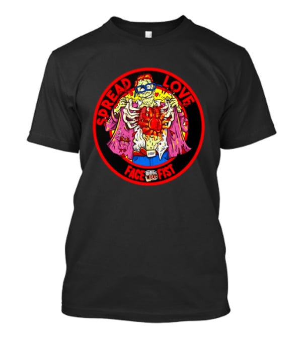 Spread Love Face Fist FMF Zombie Horror Skeleton Heart T-Shirt