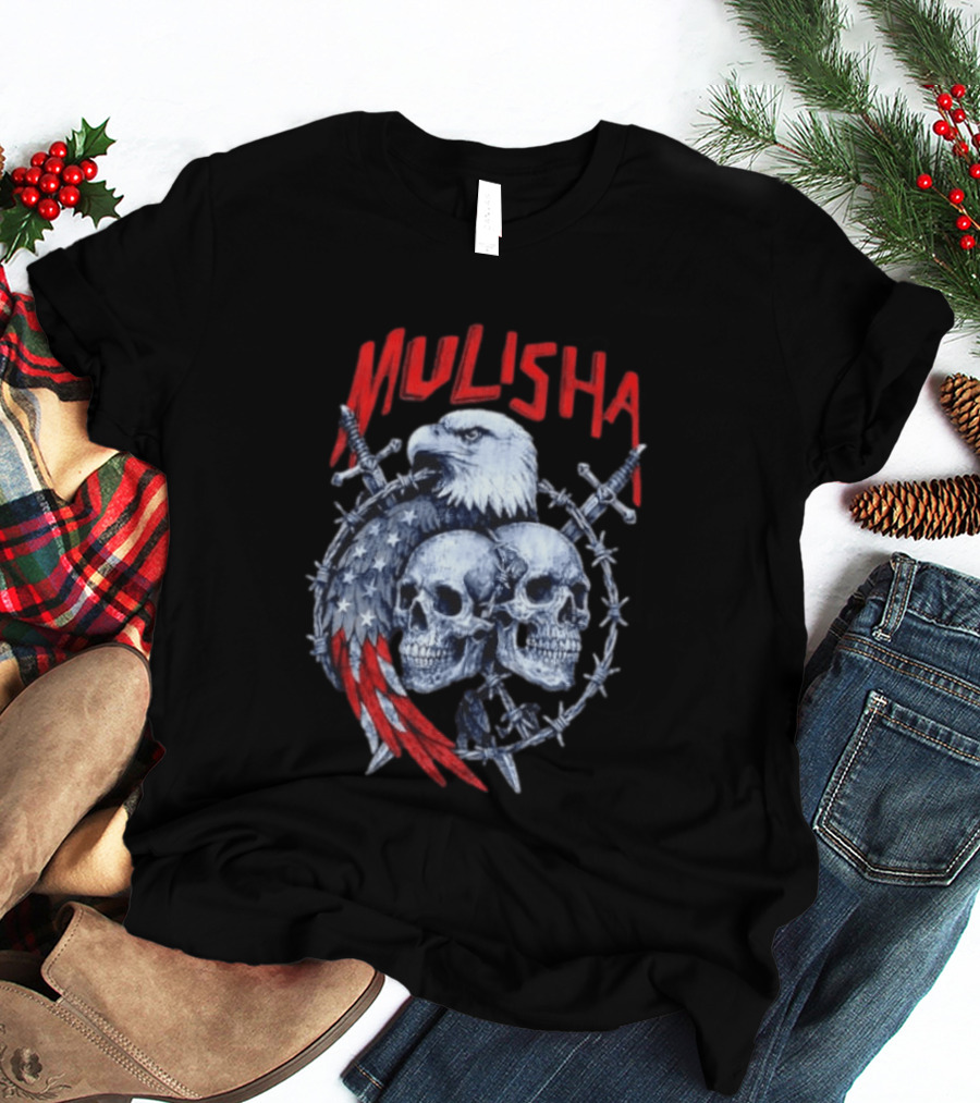 Mulisha Bald Eagle American Flag Skulls And Swords T-Shirt