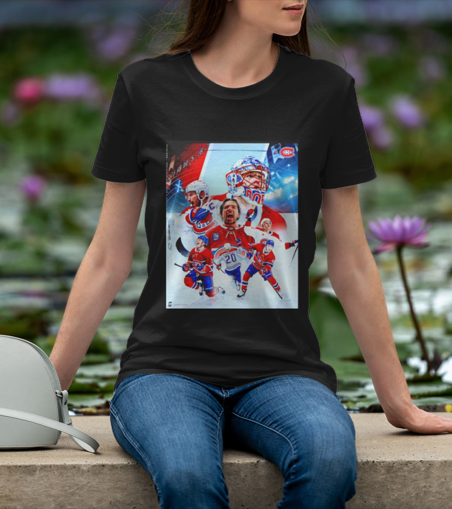 Montreal Canadiens Players And Goalkeeper Collage Featuring Number 20 T-Shirt