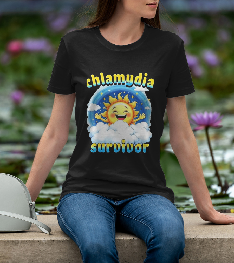 Chlamydia Survivor Sun Cartoon Humor Clouds Sky T-Shirt