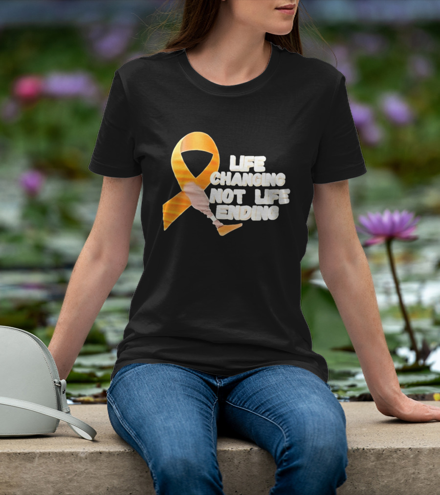 Life Changing Not Life Ending Ribbon With Prosthetic Leg T-Shirt