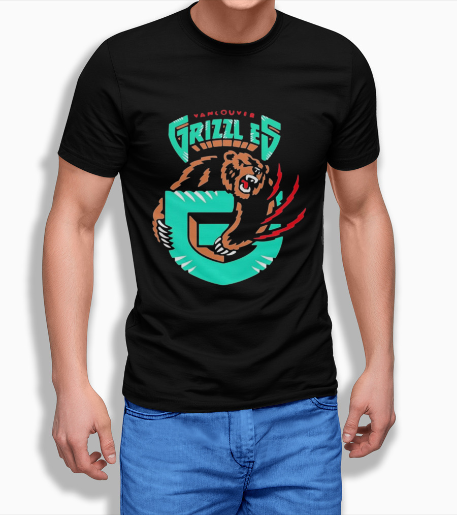 Vancouver Grizzlies Bear Claw Retro Sports Emblem Men's T-Shirt