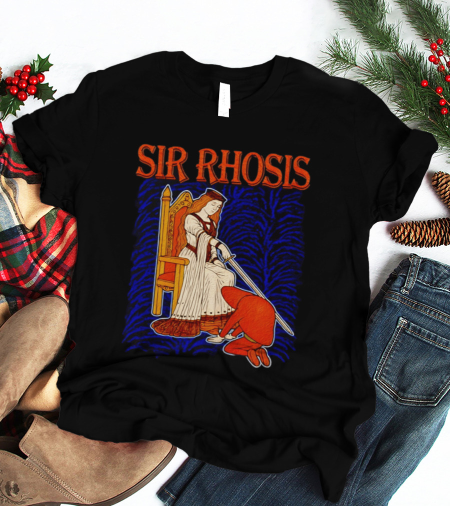 Sir Rhosis Medieval Pun Queen Knight Kneeling T-Shirt