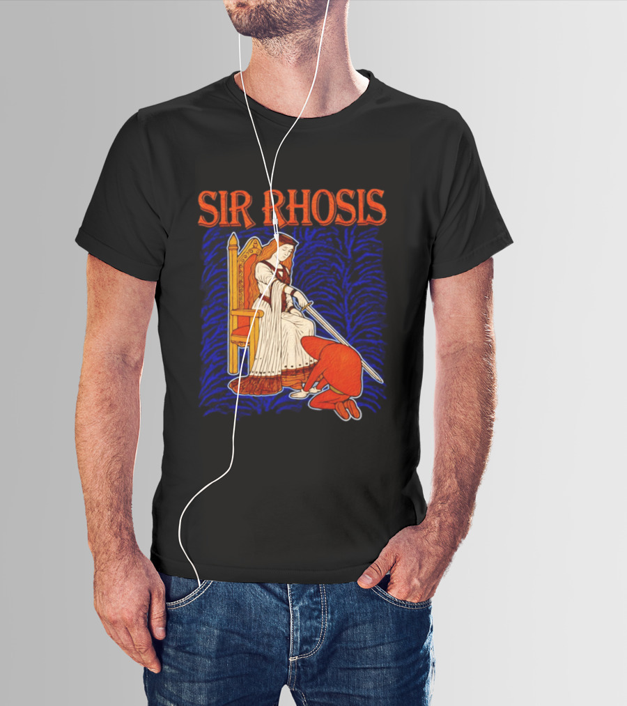 Sir Rhosis Medieval Pun Queen Knight Kneeling T-Shirt