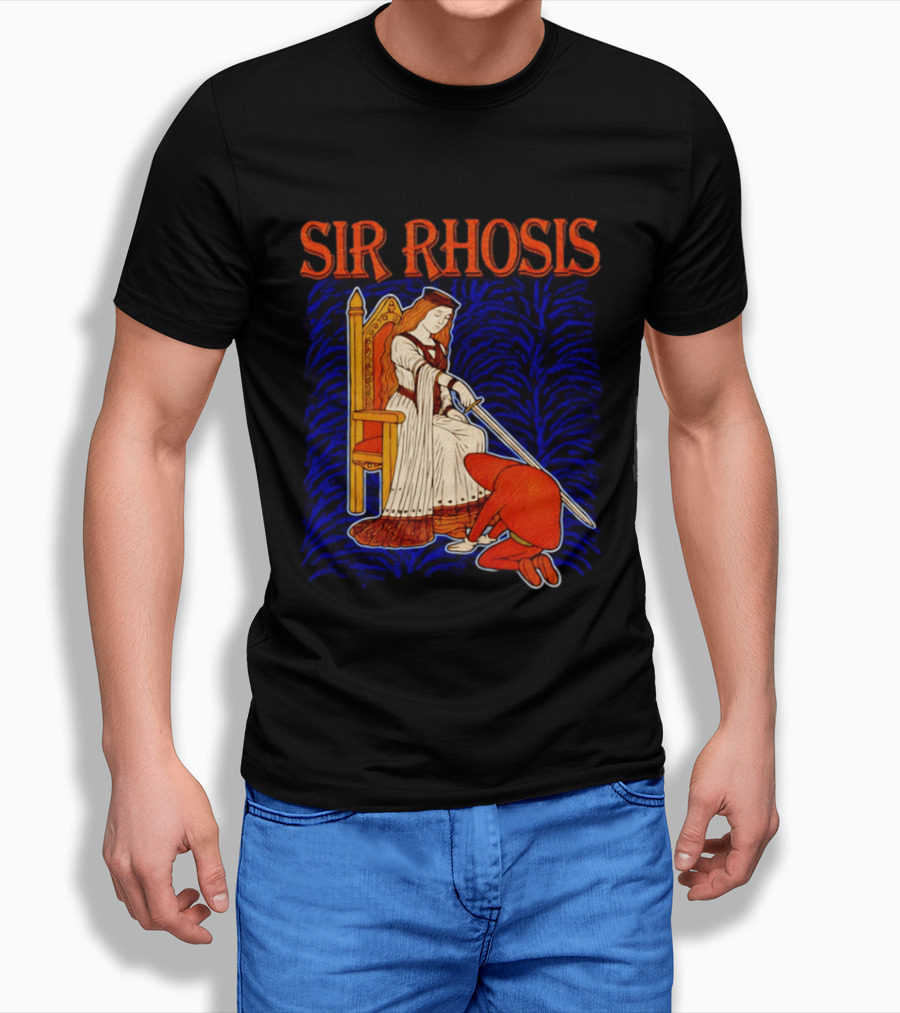 Sir Rhosis Medieval Pun Queen Knight Kneeling T-Shirt