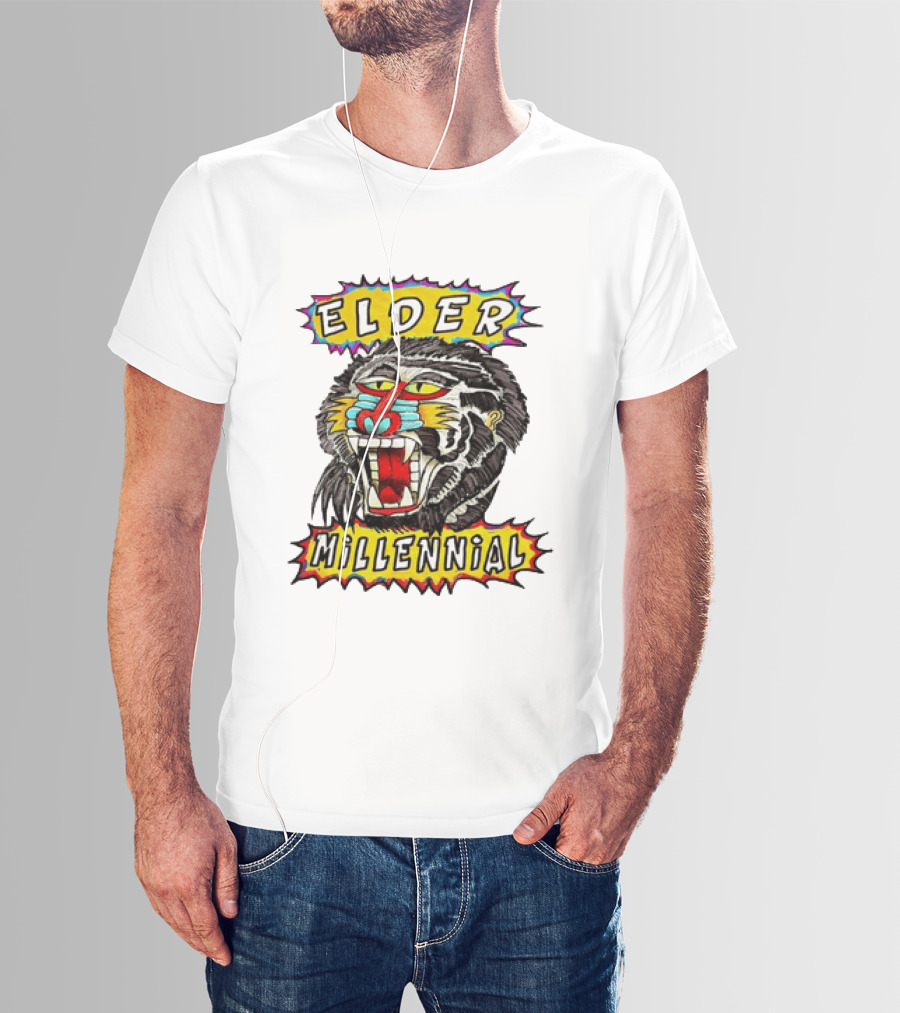 Elder Millennial Baboon Primate Roaring Head T-Shirt