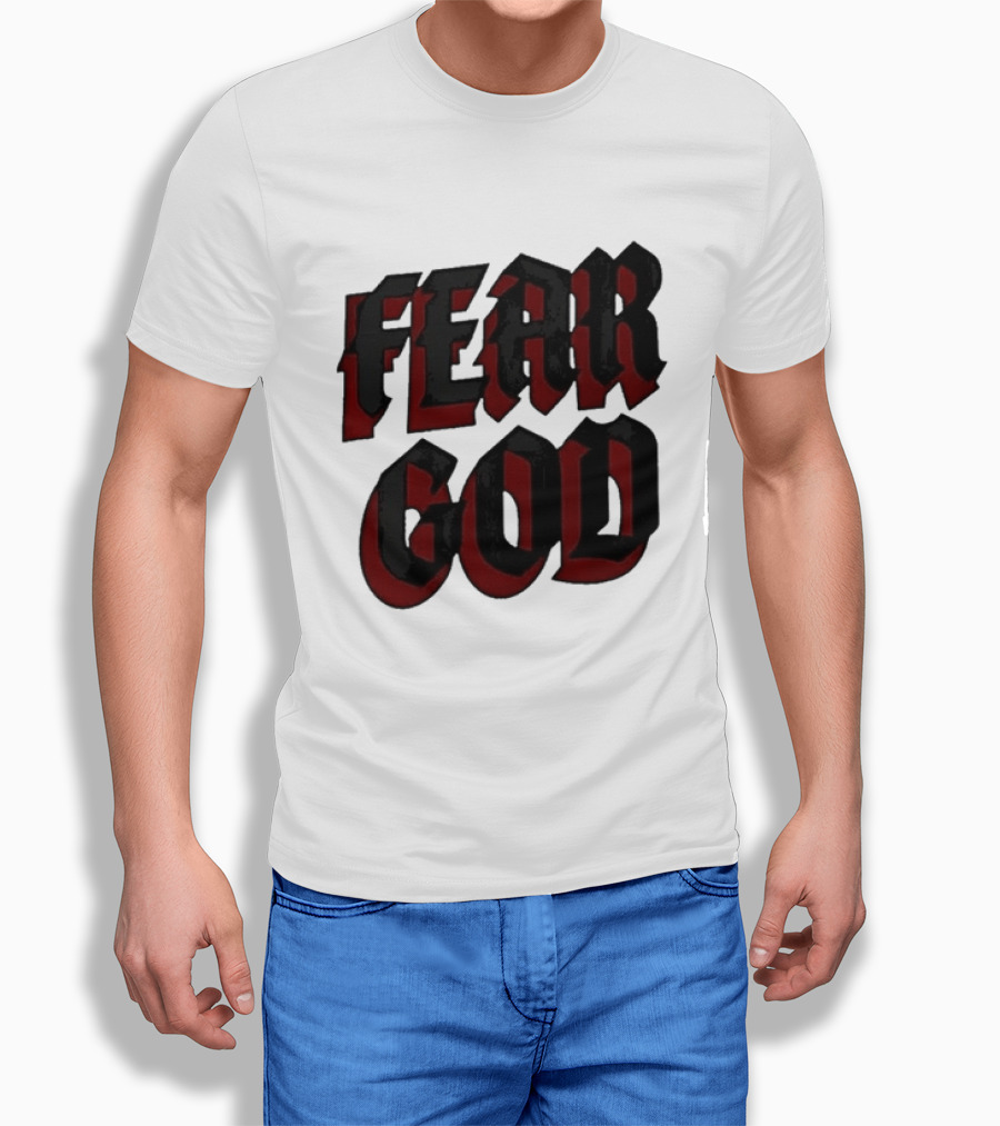 Fear God Script Faith Minimalist Religious Gothic Lettering T-Shirt