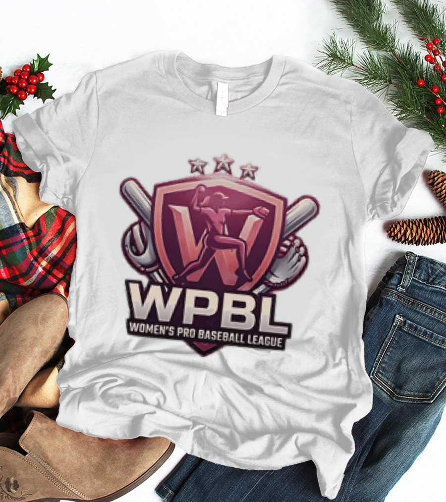 WPBL Women's Pro Baseball League Baseball Emblem With Stars And Bats T-Shirt