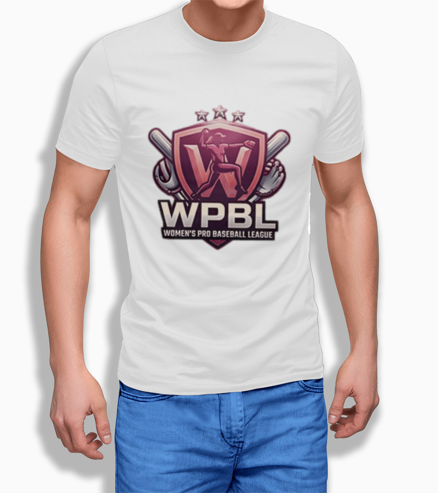 WPBL Women's Pro Baseball League Baseball Emblem With Stars And Bats T-Shirt