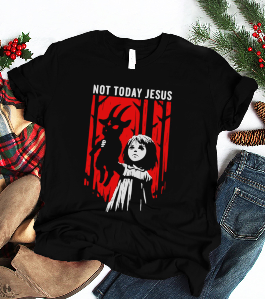 Not Today Jesus Baphomet Occult Girl Goth Dark Aesthetic Horror T-Shirt