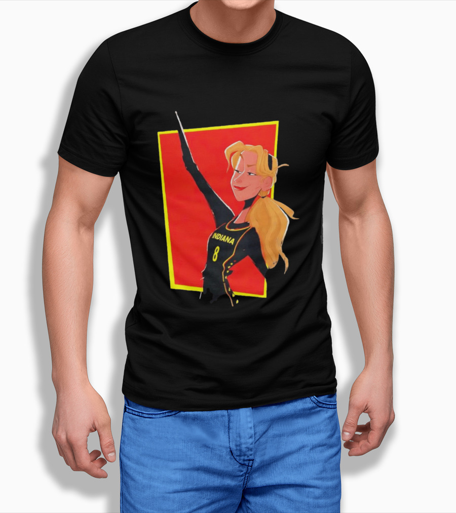 Indiana Blonde Number 8 Pointing In Black And Yellow Sports Uniform T-Shirt
