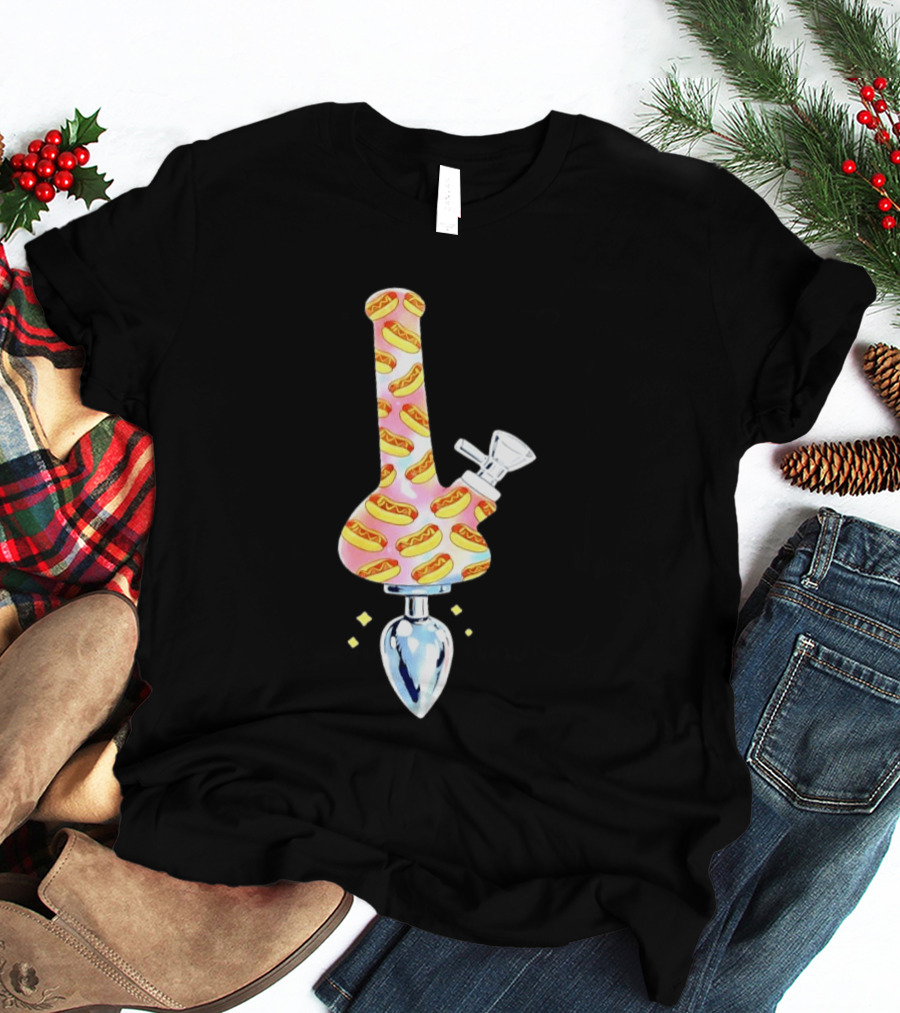 Hotdog Patterned Bong Buttplug T-Shirt