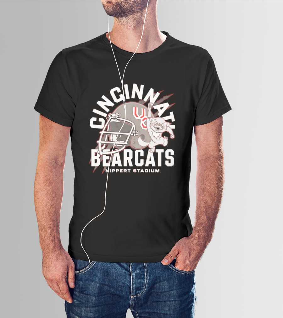 Cincinnati Bearcats Nippert Stadium Football Helmet T-Shirt