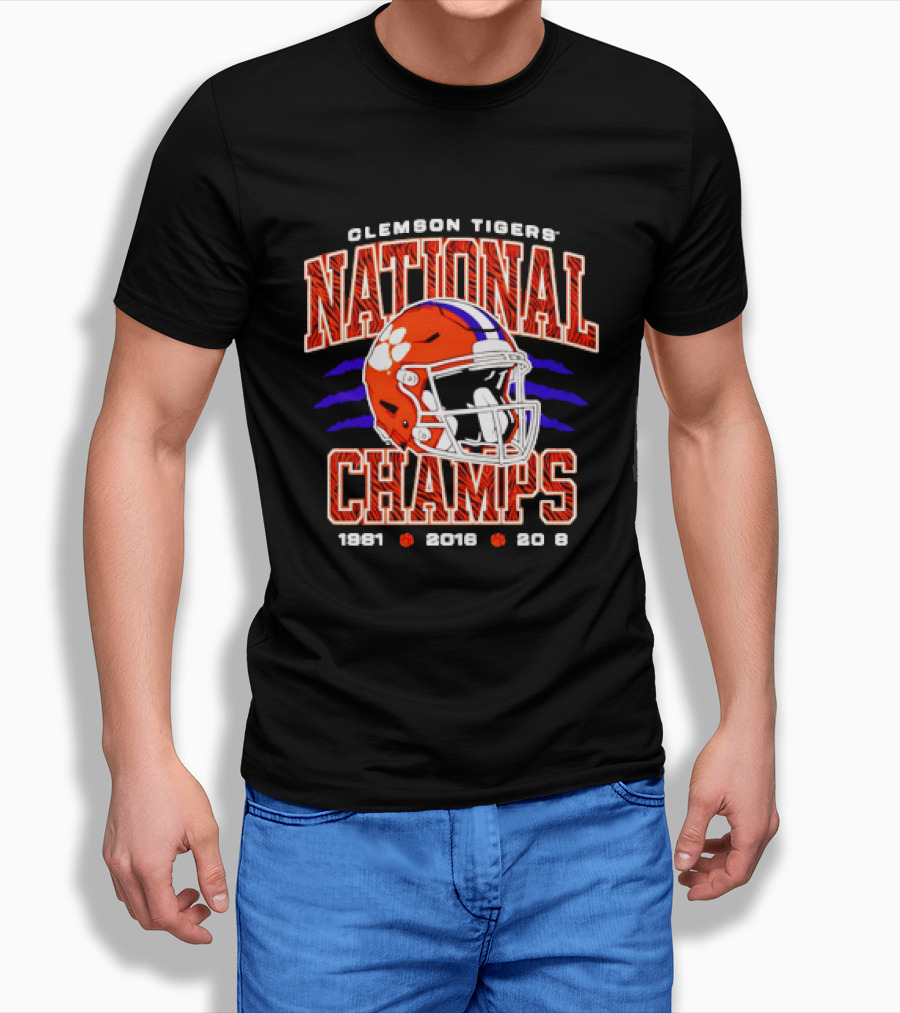 Clemson Tigers National Champs 1981 2016 2018 Football Helmet T-Shirt