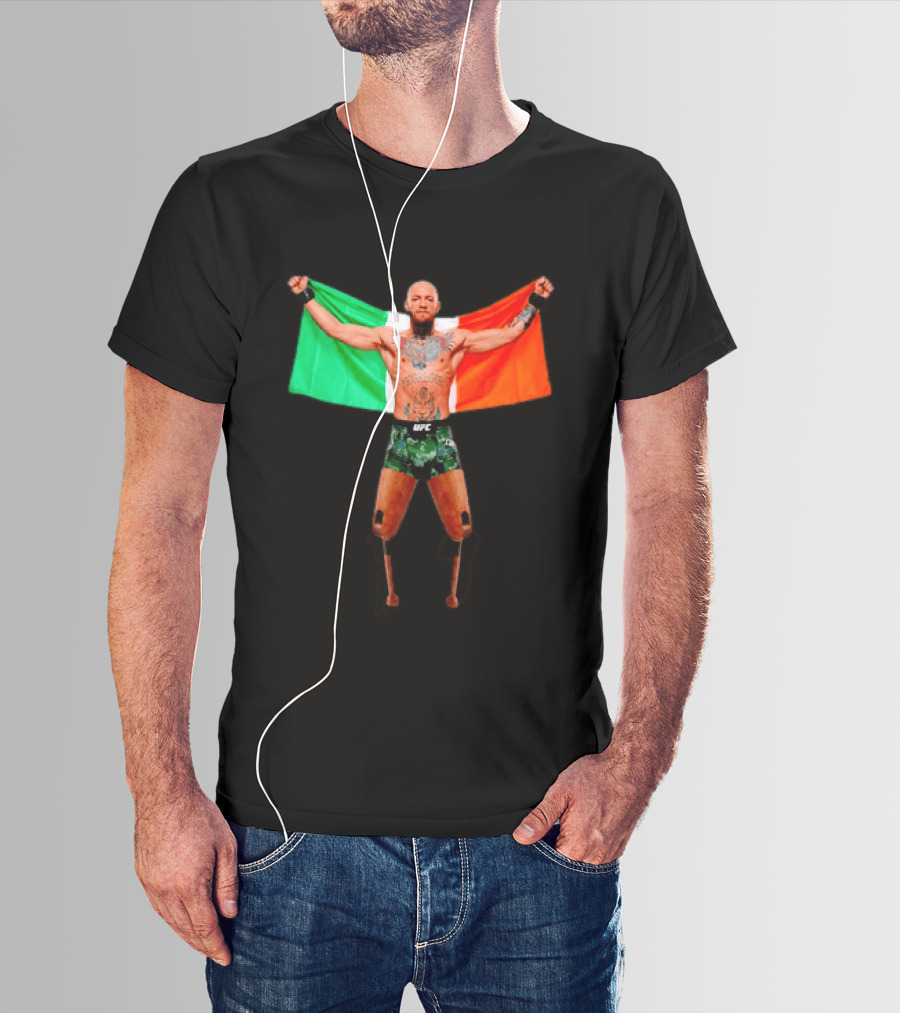 Conor McGregor UFC Prosthetic Leg Irish Flag Celebration T-Shirt