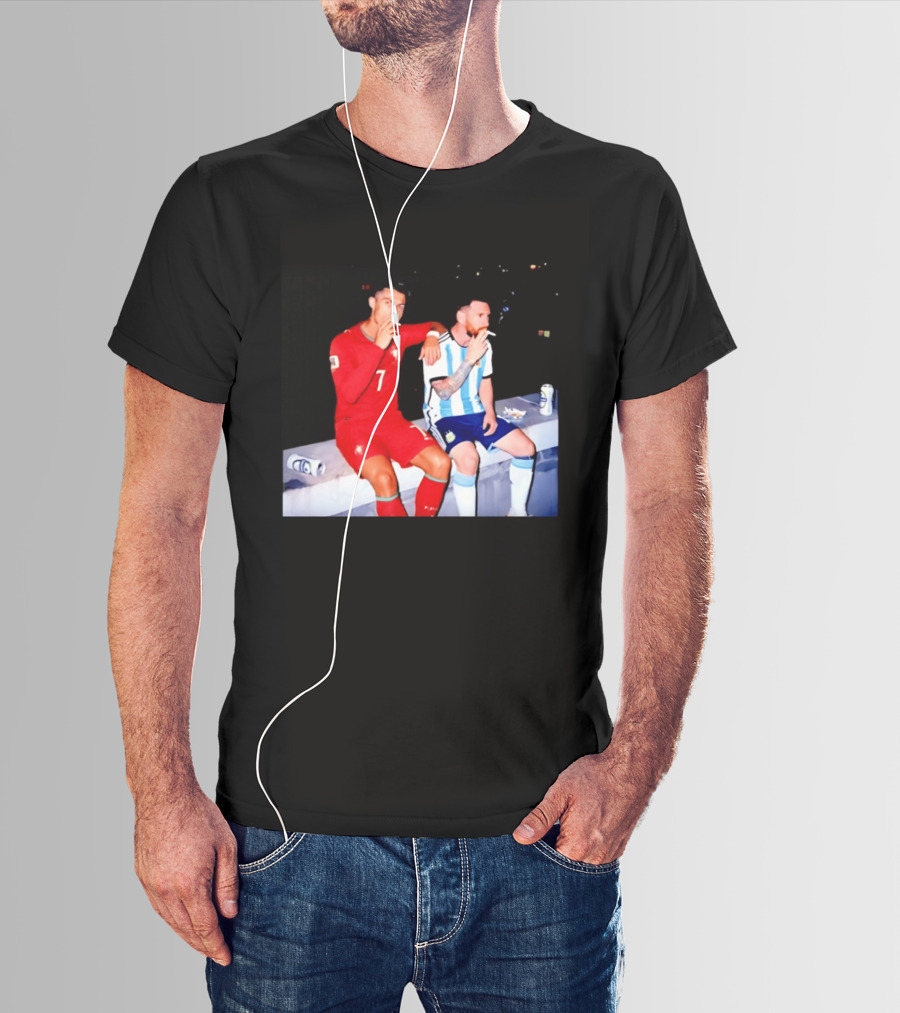 Cristiano Ronaldo Lionel Messi Smoking National Legends T-Shirt