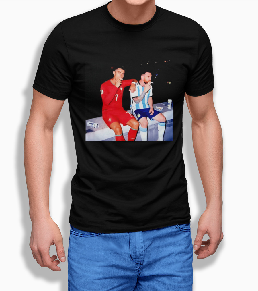 Cristiano Ronaldo Lionel Messi Smoking National Legends T-Shirt