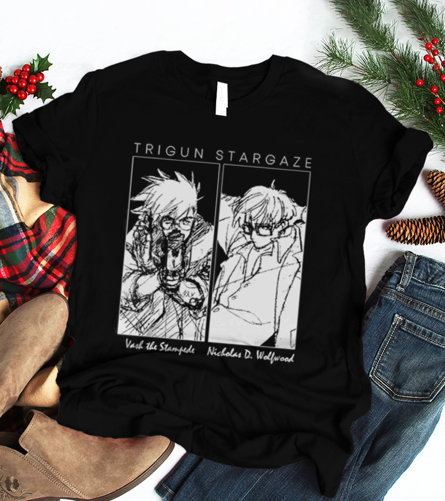 Trigun Stargaze Vash The Stampede Nicholas D. Wolfwood Manga T-Shirt