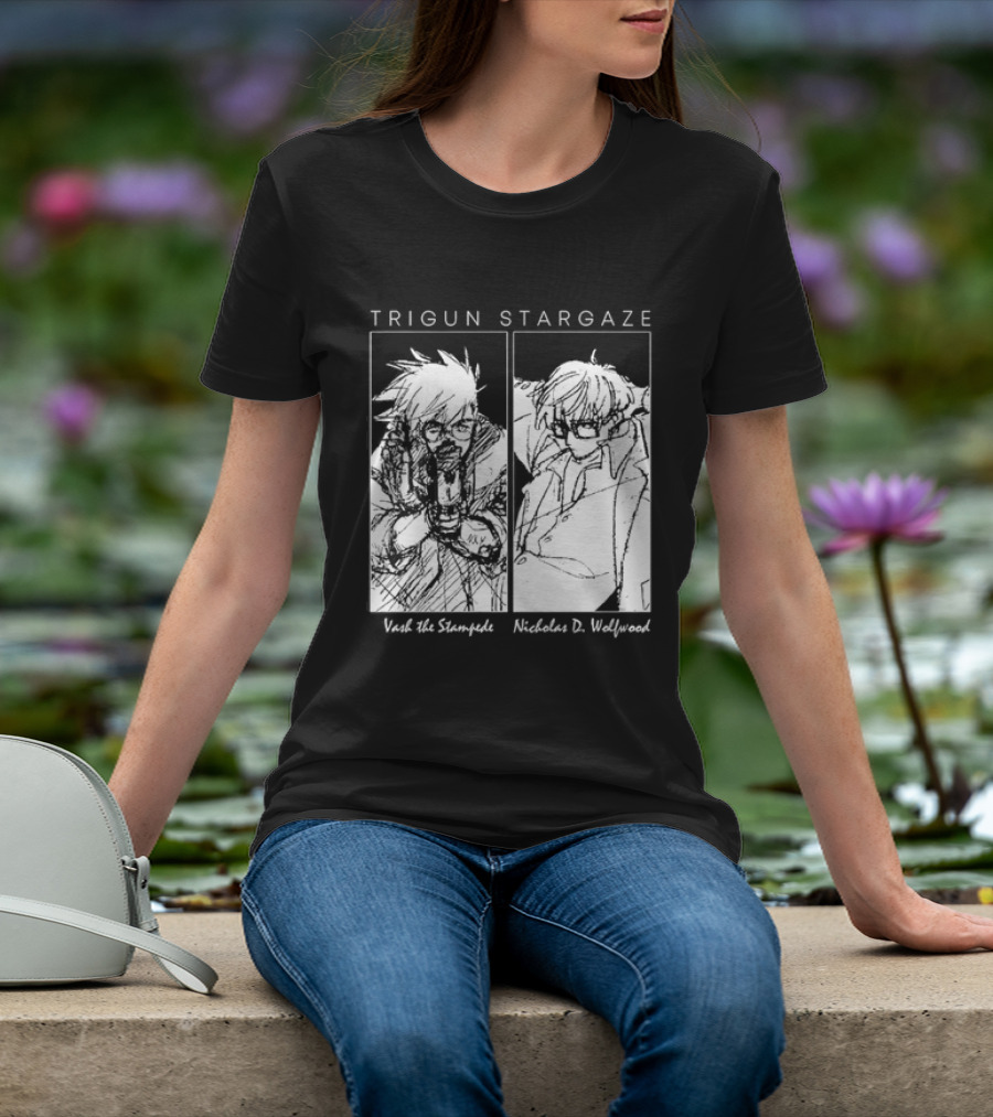 Trigun Stargaze Vash The Stampede Nicholas D. Wolfwood Manga T-Shirt