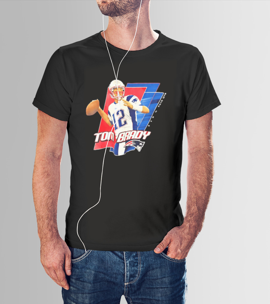 New England Patriots Tom Brady 12 Football Quarterback Iconic Action Pose T-Shirt