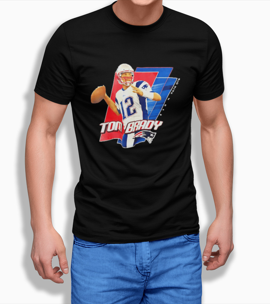 New England Patriots Tom Brady 12 Football Quarterback Iconic Action Pose T-Shirt