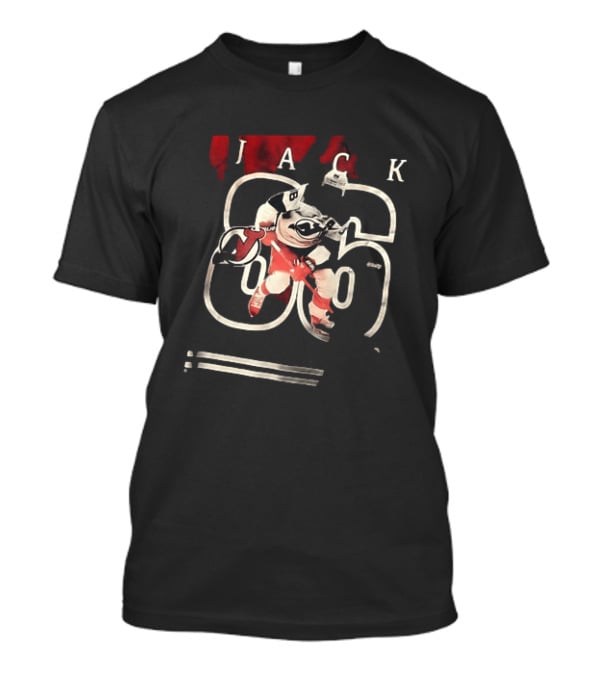 New Jersey Devils Jack Hughes 86 Hockey Player Action Pose T-Shirt