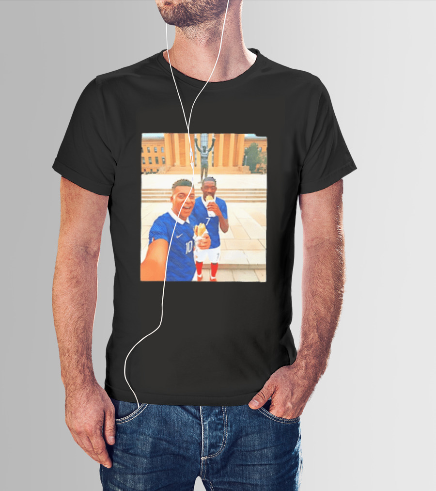 Ousmane Dembele Kylian Mbappe Philadelphia Museum Iconic Pose T-Shirt