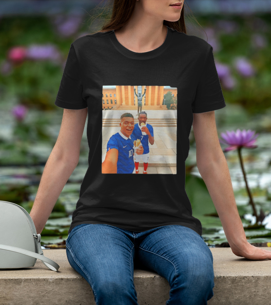 Ousmane Dembele Kylian Mbappe Philadelphia Museum Iconic Pose T-Shirt