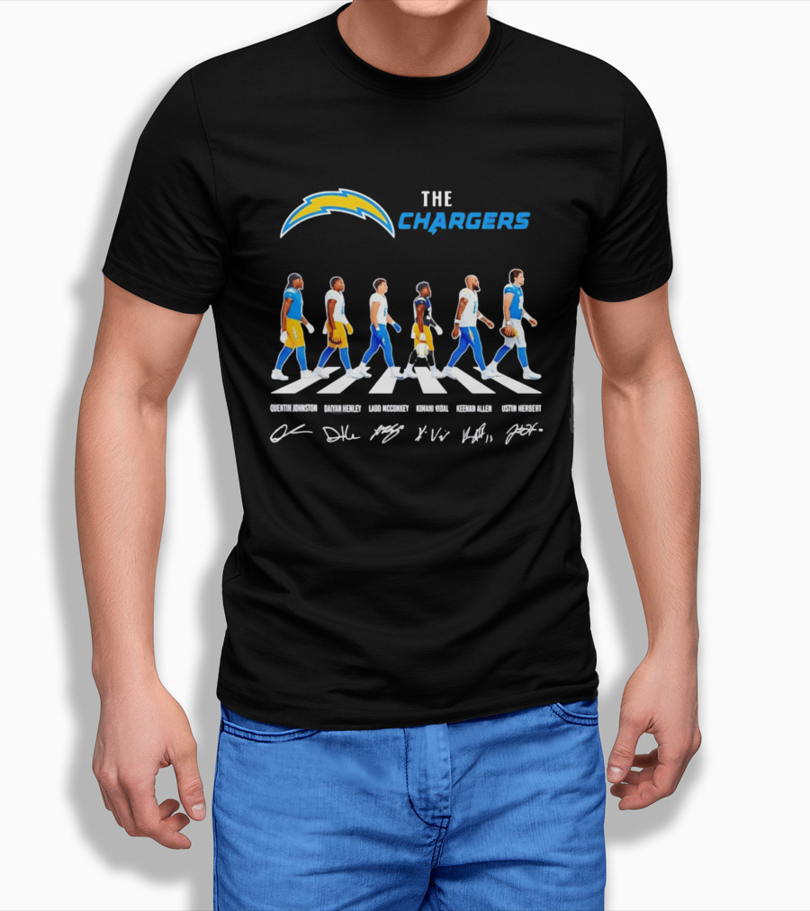 The Chargers Quentin Johnston Daiyan Henley Ladd McConkey Kimani Vidal Keenan Allen Justin Herbert Abbey Road T-Shirt