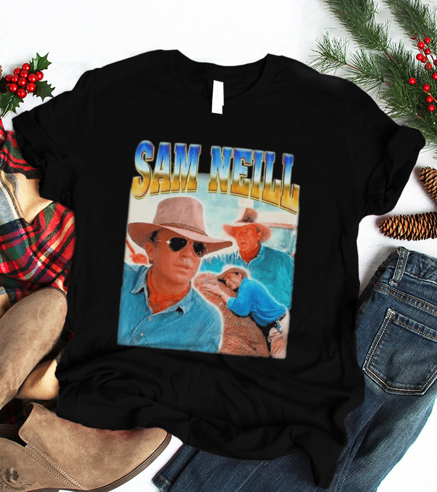 Sam Neill Cowboy Style Hat Sunglasses Denim Vintage Trendy 2026 T-Shirt