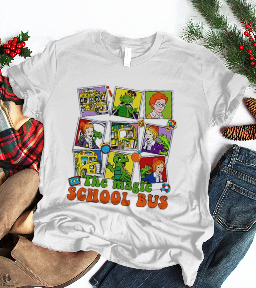 1+1 The Magic School Bus Characters And Adventure Scenes T-Shirt