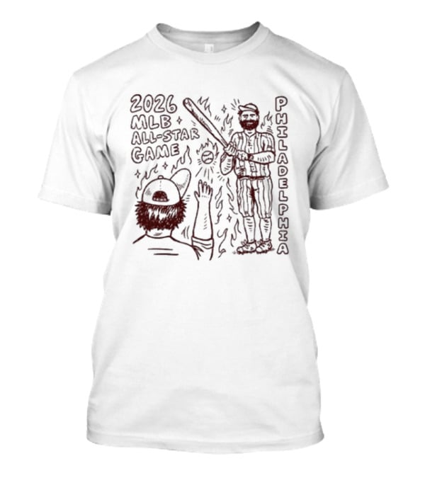 2026 MLB All Star Game Philadelphia Baseball Player Bat Cartoon T-Shirt