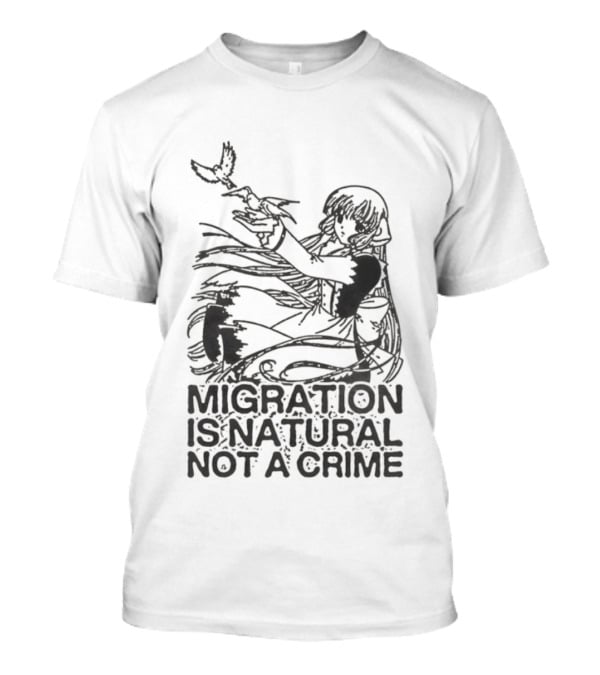 Anime Girl Releasing Birds Migration Is Natural Not A Crime T-Shirt