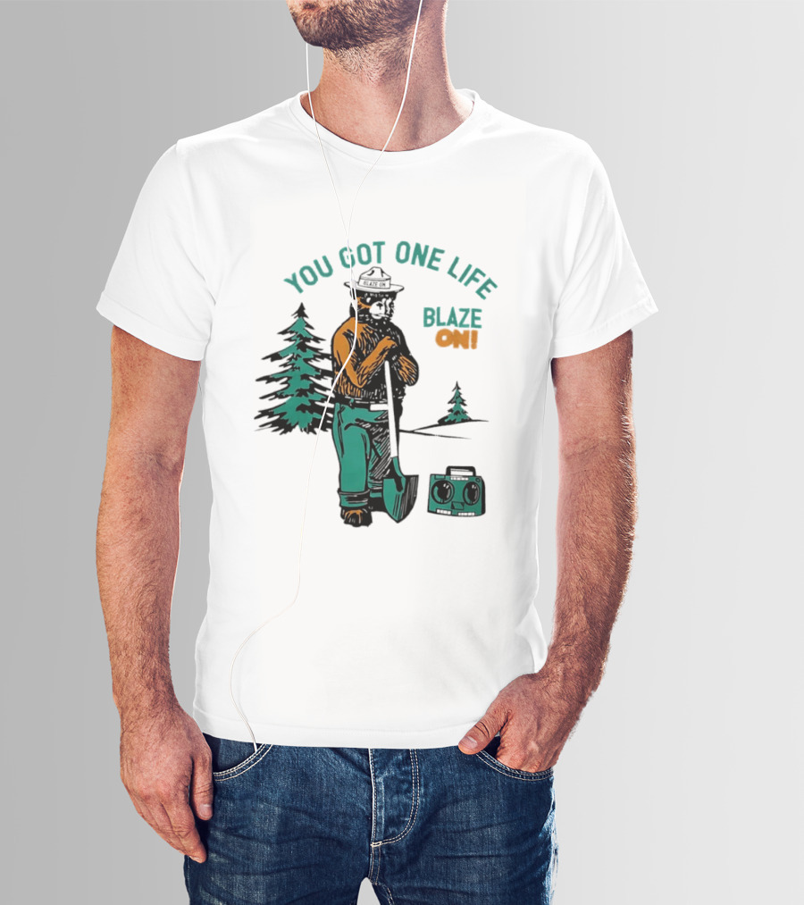 You Got One Life Blaze On Smokey Bear Retro Forest T-Shirt