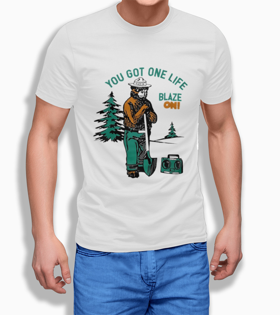 You Got One Life Blaze On Smokey Bear Retro Forest T-Shirt