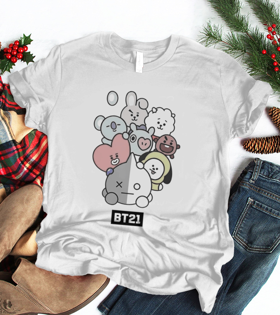 BT21 Kpop Cartoon Characters Vibrant Group T-Shirt