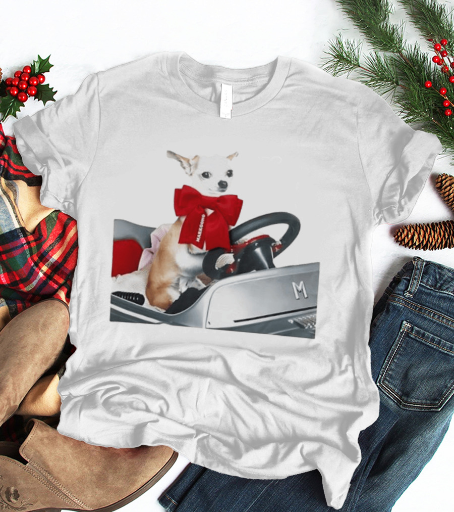 Chihuahua Puppy In Toy Car With Markgong Ribbon T-Shirt