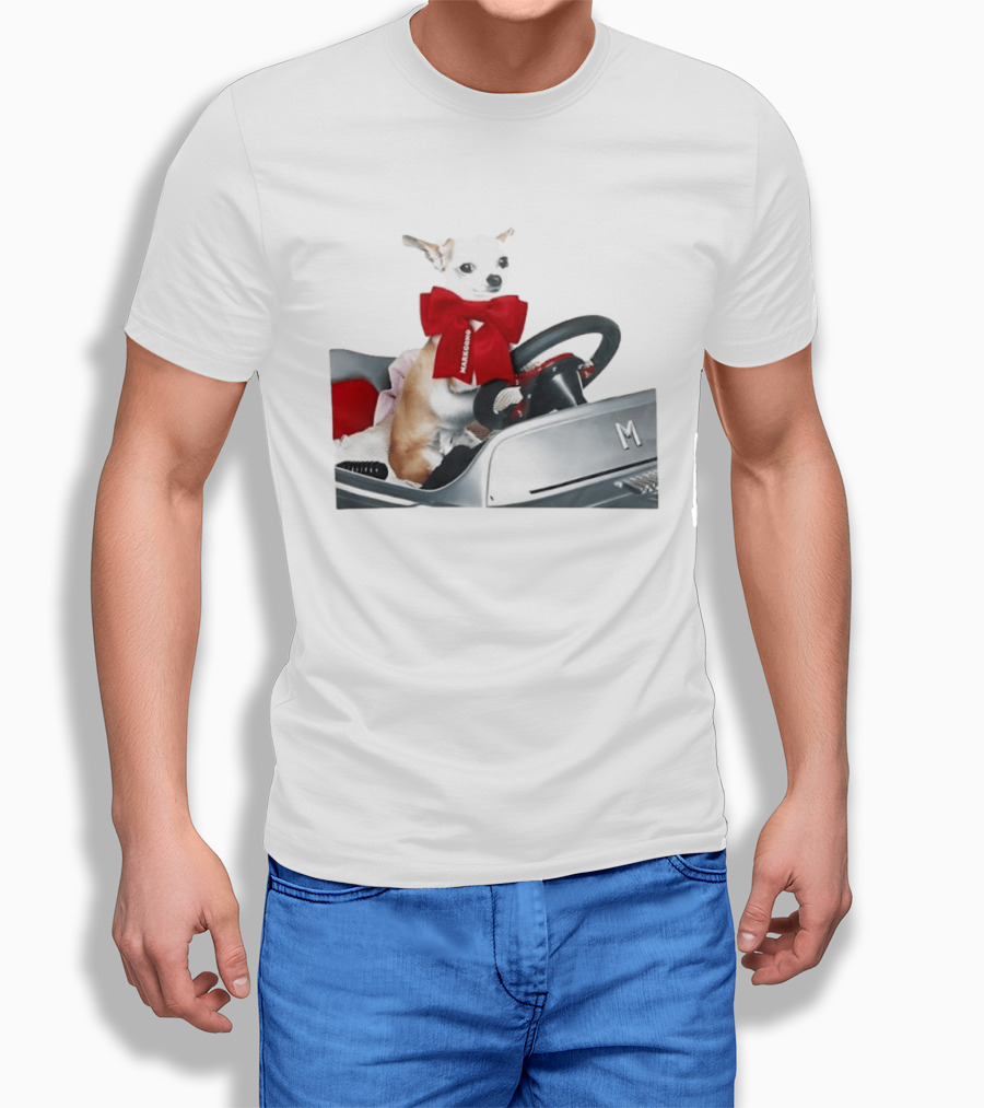 Chihuahua Puppy In Toy Car With Markgong Ribbon T-Shirt