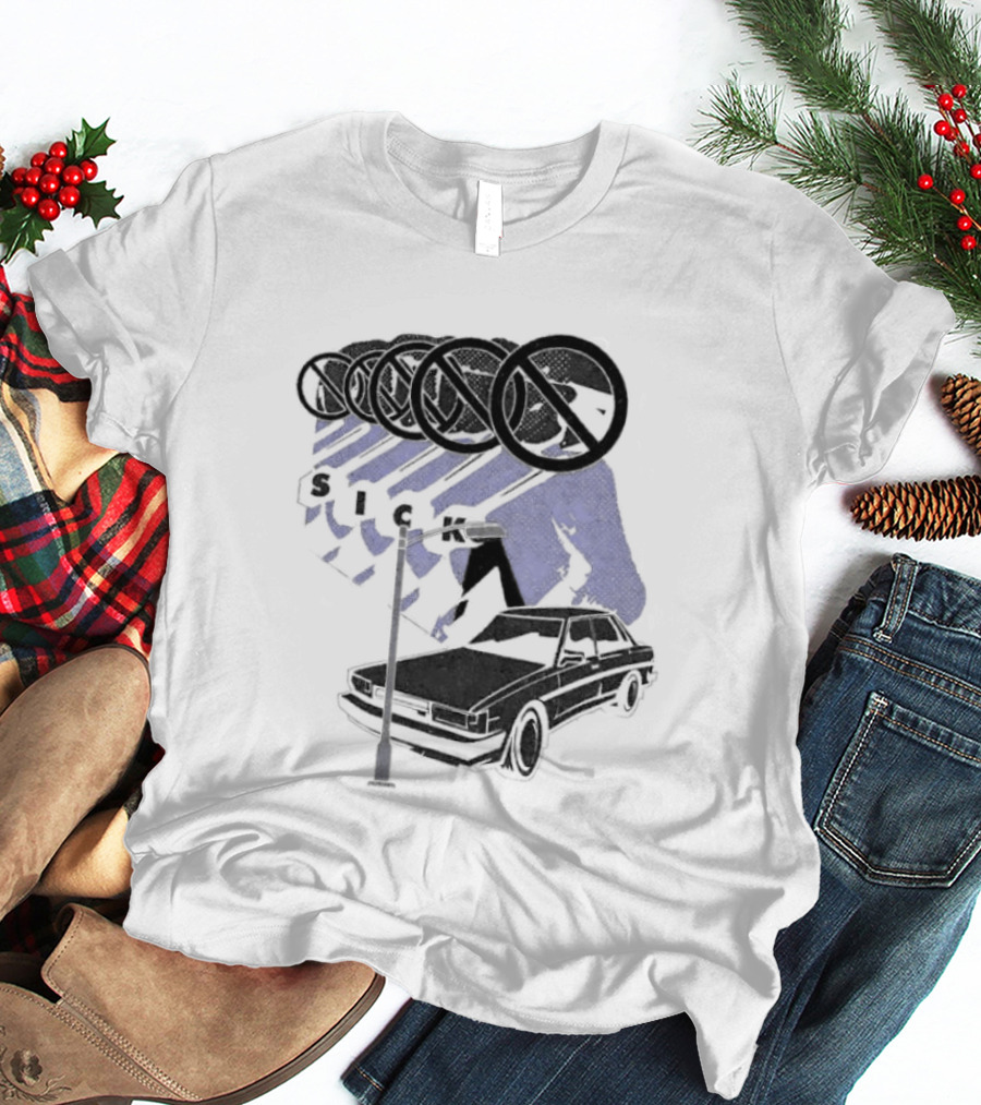 Sick Car Sedan Street Lamp Urban Environment Walking Man T-Shirt