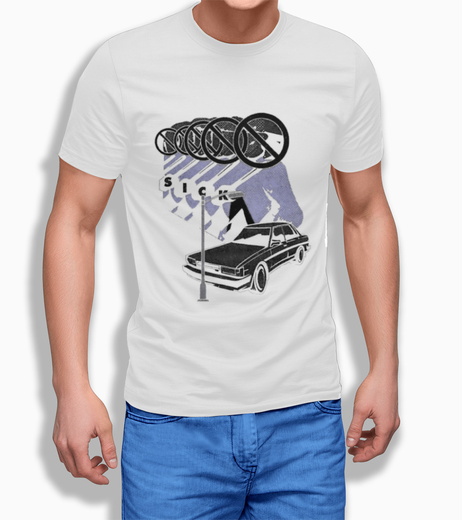 Sick Car Sedan Street Lamp Urban Environment Walking Man T-Shirt