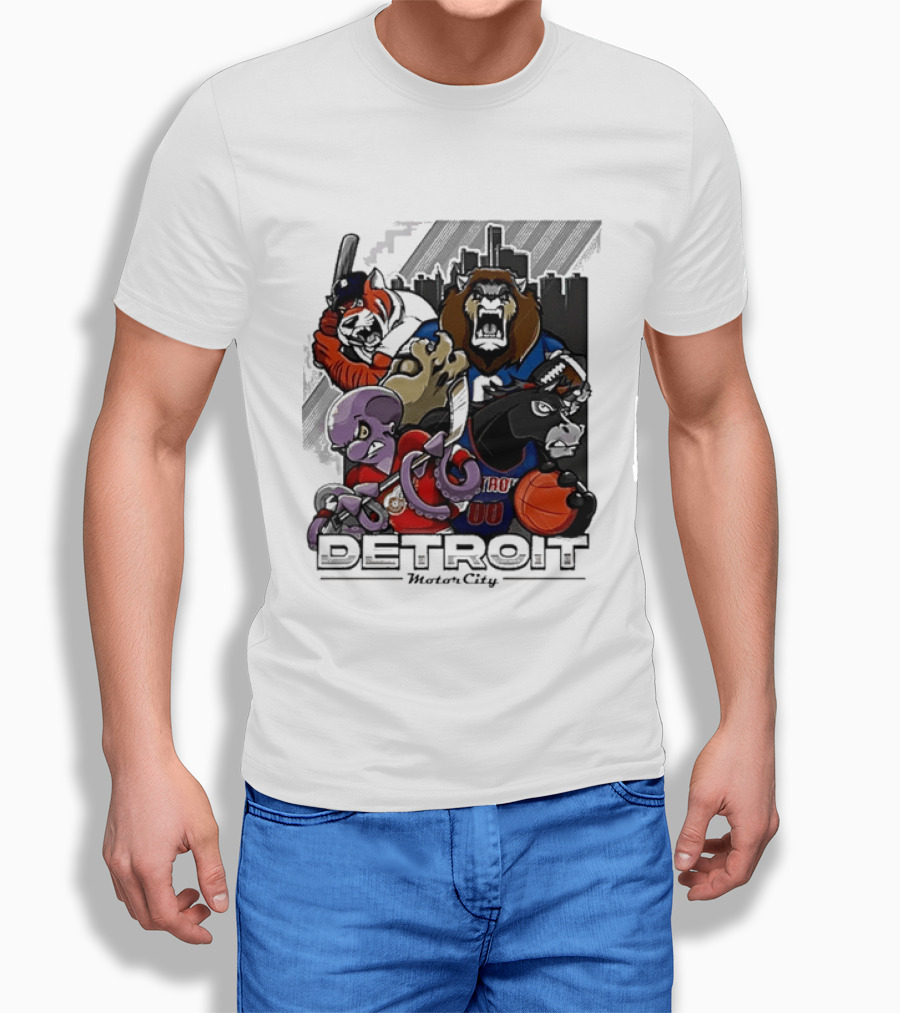Motor City Detroit Tigers Lions Red Wings Pistons Athletic Sports Fan Gear T-Shirt
