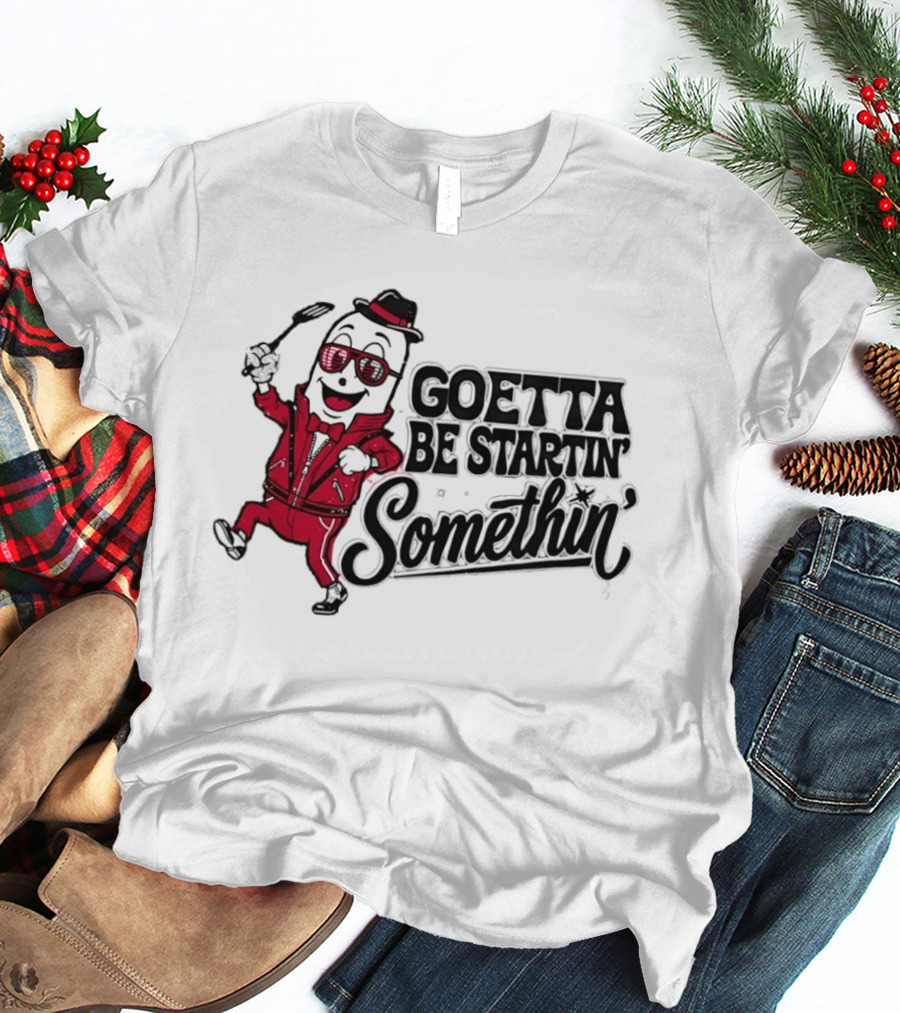 Goetta Be Startin Somethin Hotdog Retro Sunglasses Suit Fedora T-Shirt