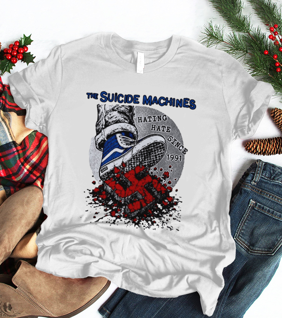 The Suicide Machines Hating Hate Since 1991 Vans Shoe Kicking Swastika T-Shirt