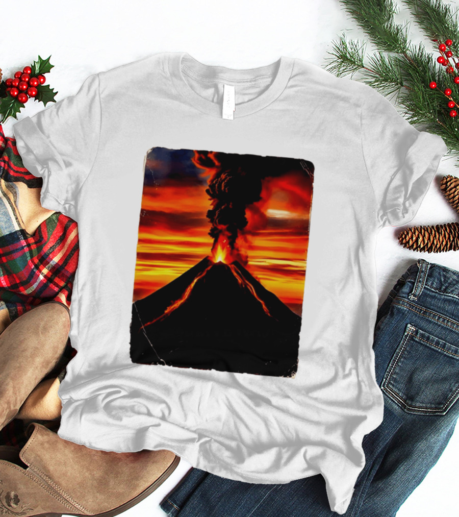 Volcanic Eruption Sunset Landscape Volcano Erupting At Dusk T-Shirt