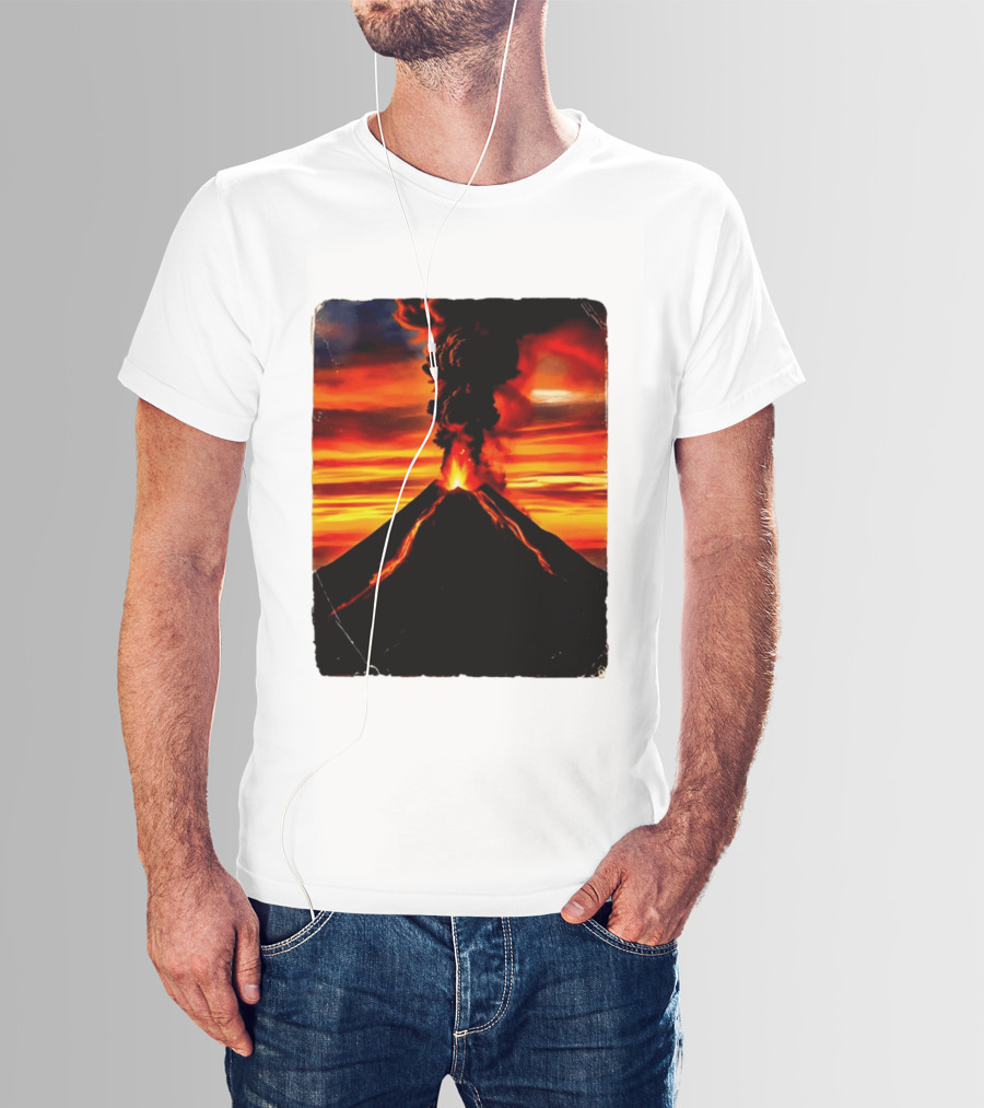 Volcanic Eruption Sunset Landscape Volcano Erupting At Dusk T-Shirt
