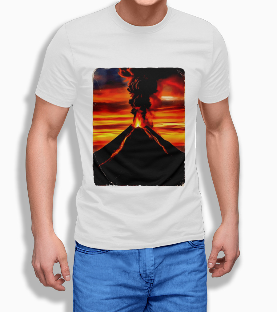 Volcanic Eruption Sunset Landscape Volcano Erupting At Dusk T-Shirt